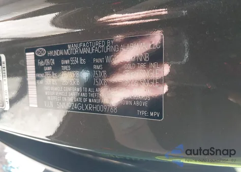 2024 Hyundai Santa Fe Sel из США, поврежденный, VIN 5NMP24GLXRH009768